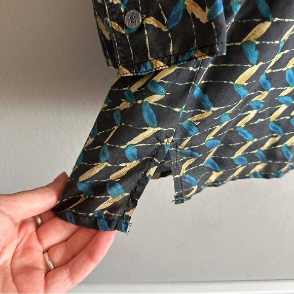 Men’s Vintage Silk Print Button Down Long Sleeve Shirt Large - Picture 6 of 12